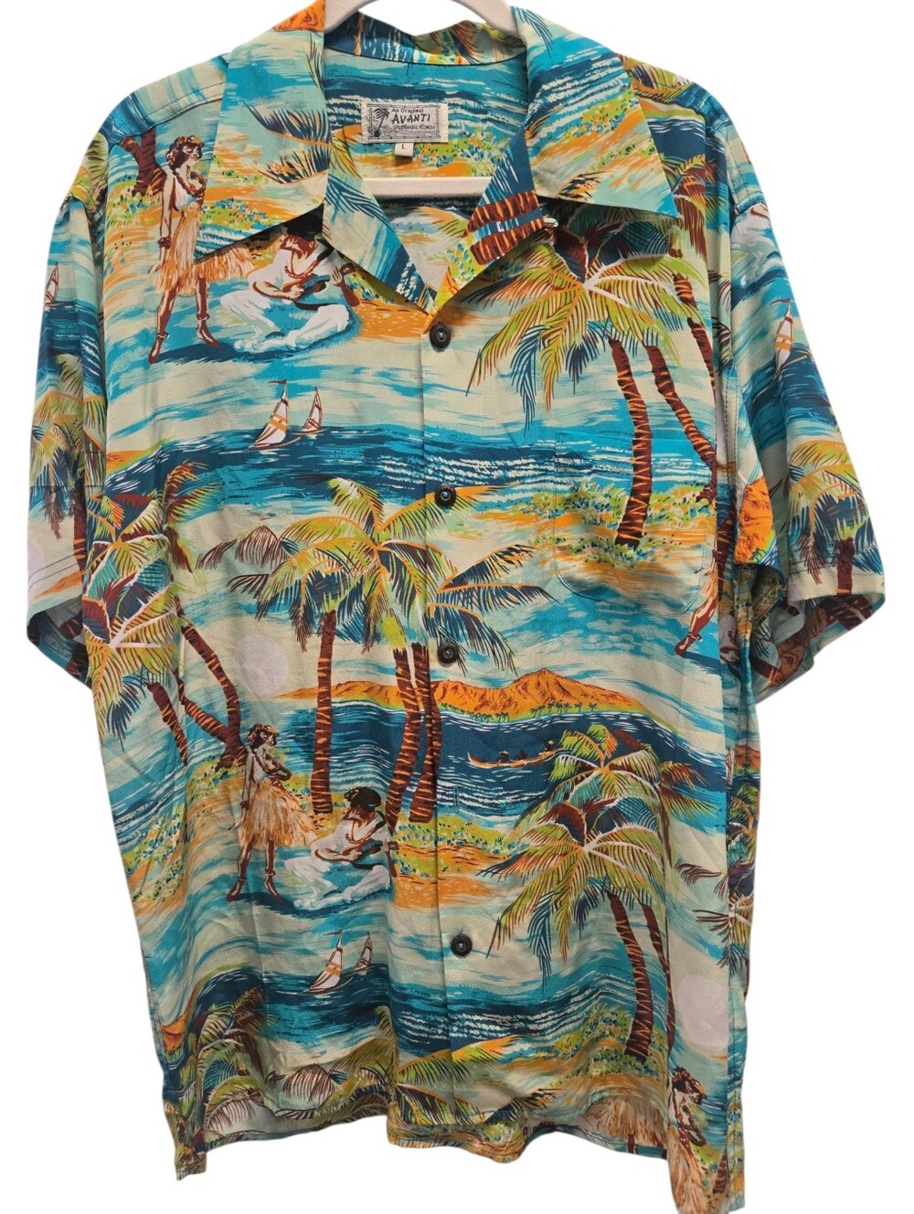 Vtg AVANTI‎ Hawaiian Silk Shirt SZ LARGE RARE